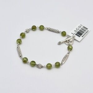 LAGOS Caviar Icon Peridot Beaded Bracelet in Sterling Silver Size Small S